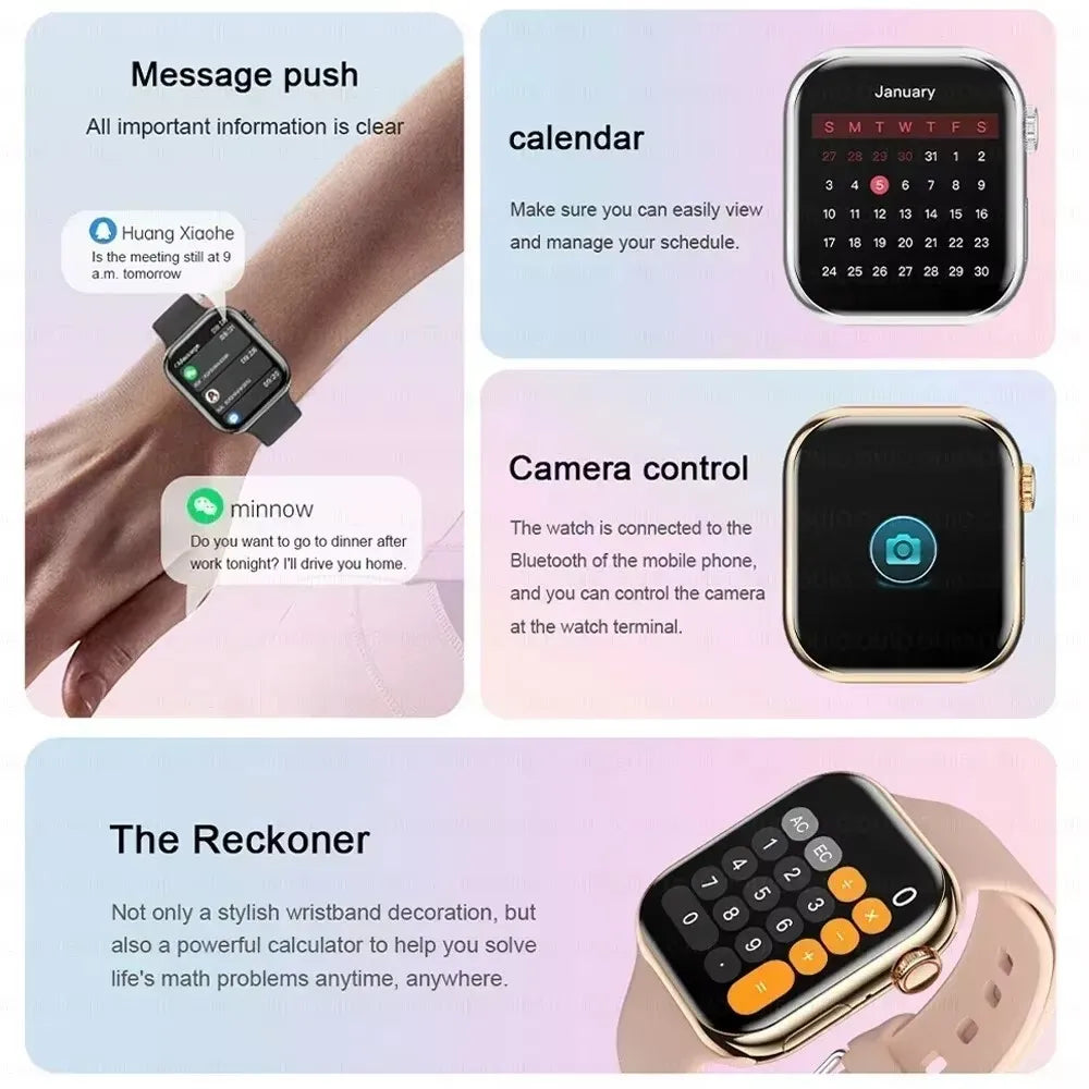 Smartwatch Series X con Llamadas Bluetooth, NFC, Monitoreo de Sueño y Presión Arterial, Carga Inalámbrica, Compatible con Android y iPhone