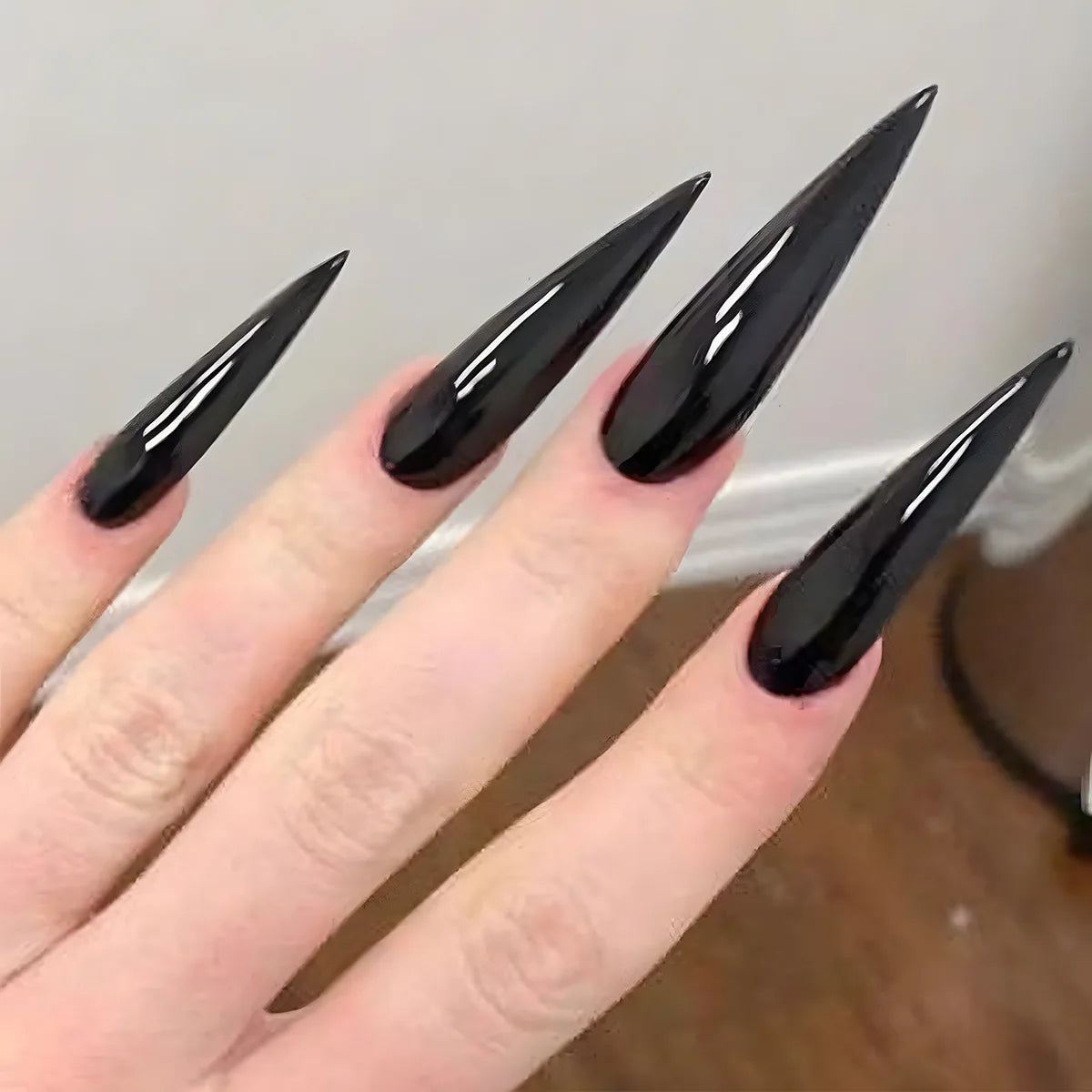Juego de 24 Uñas Postizas Francesas, Puntas de Uñas Largas y Puntiagudas, Arte de Uñas, Cobertura Completa, Degradado Rosa, Uñas Acrílicas Simples, Desmontables
