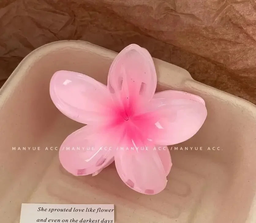 Nueva moda, Clip de garra de flor brillante para mujer, Clip de tiburón de cola de caballo dulce transparente, accesorios versátiles para el cabello para niña