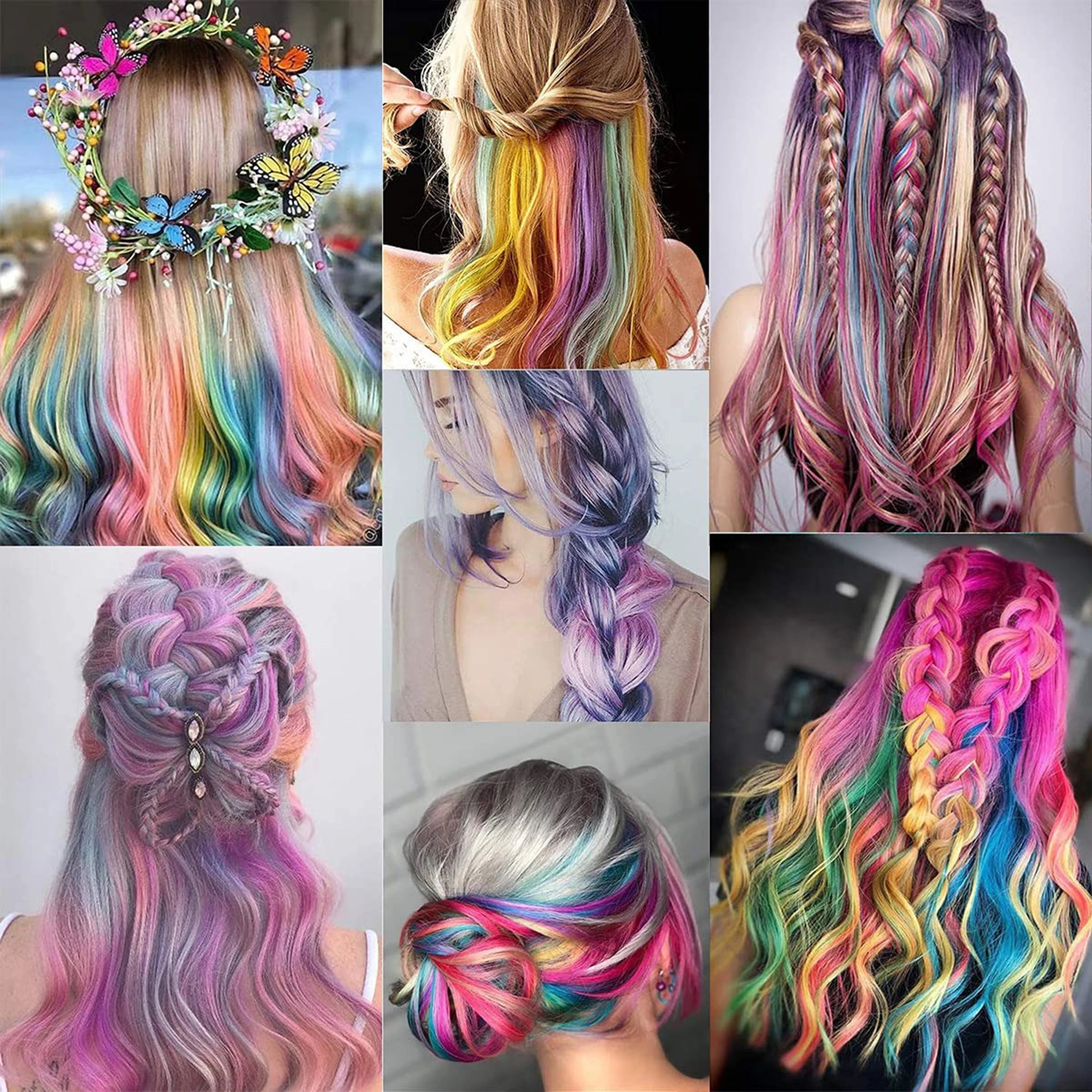 Extensiones de Cabello con Clip VEYDA de Colores para Fiestas, para Niñas, 22 Pulgadas, Colores Omber, Cabello Liso, Sintético
