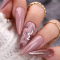 Juego de 24 Uñas Postizas Francesas, Puntas de Uñas Largas y Puntiagudas, Arte de Uñas, Cobertura Completa, Degradado Rosa, Uñas Acrílicas Simples, Desmontables
