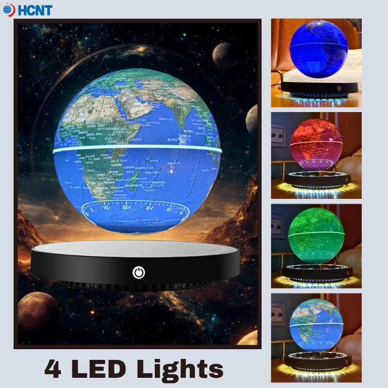 Globo flotante Globo levitante magnético con globo de luz LED Mapa del mundo para decoración de la oficina en casa Regalo de tecnología genial para niños y profesores