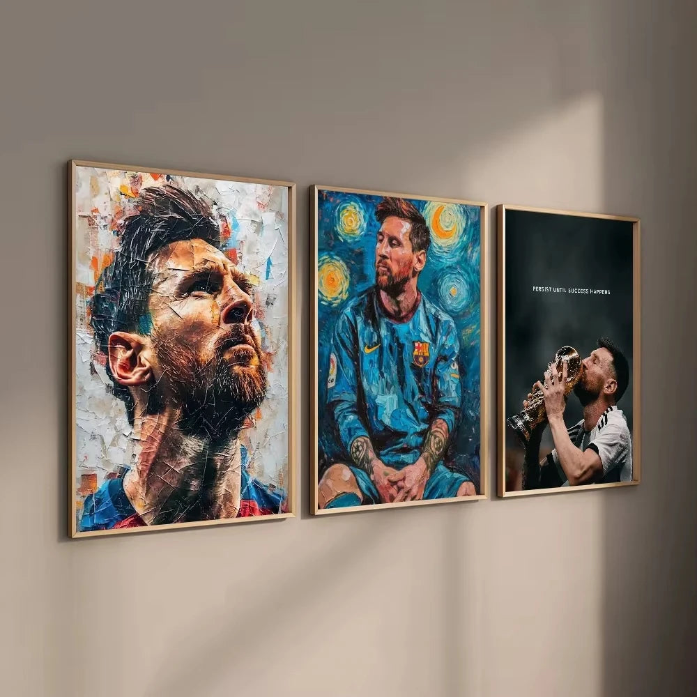 Póster de estrella de fútbol m-messi Argentina, arte HD, pared adhesiva, impermeable, decoración para el hogar, sala de estar y bar