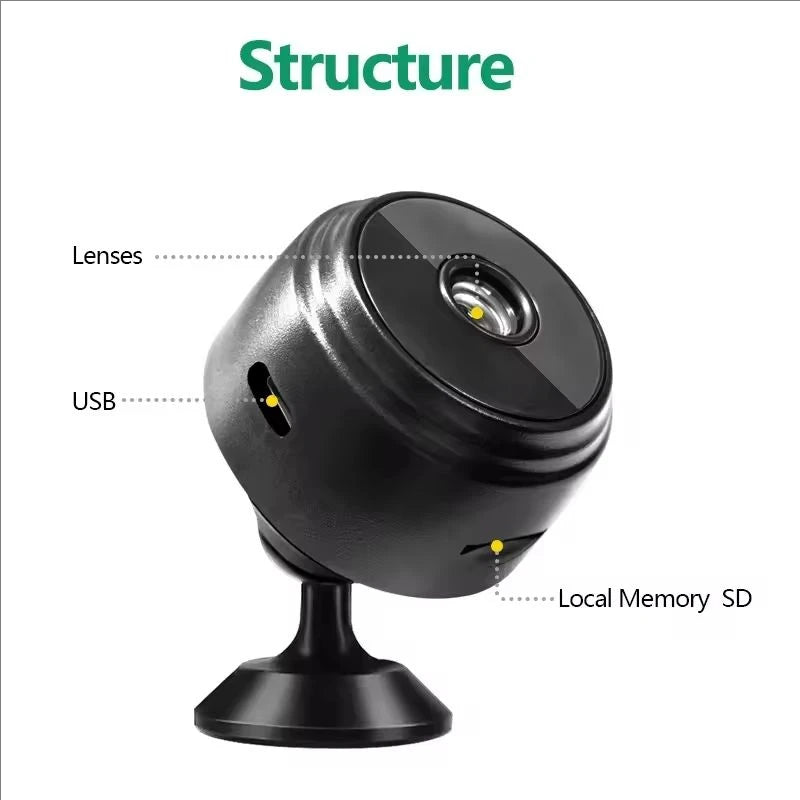 Mini Cámara WiFi HD 1080P con Visión Nocturna Inalámbrica, Imán Integrado, Almacenamiento, Visualización Remota a través del Teléfono, Cámara de Seguridad para el Hogar, Bebés, Mascotas y Niñeras