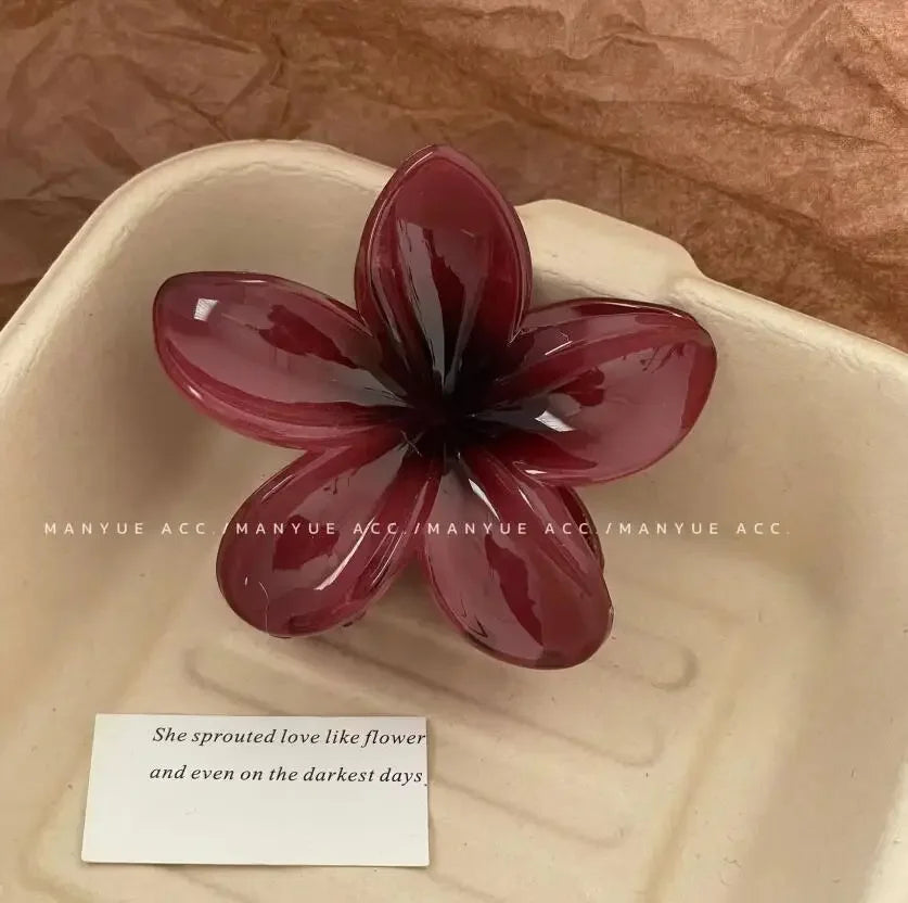 Nueva moda, Clip de garra de flor brillante para mujer, Clip de tiburón de cola de caballo dulce transparente, accesorios versátiles para el cabello para niña