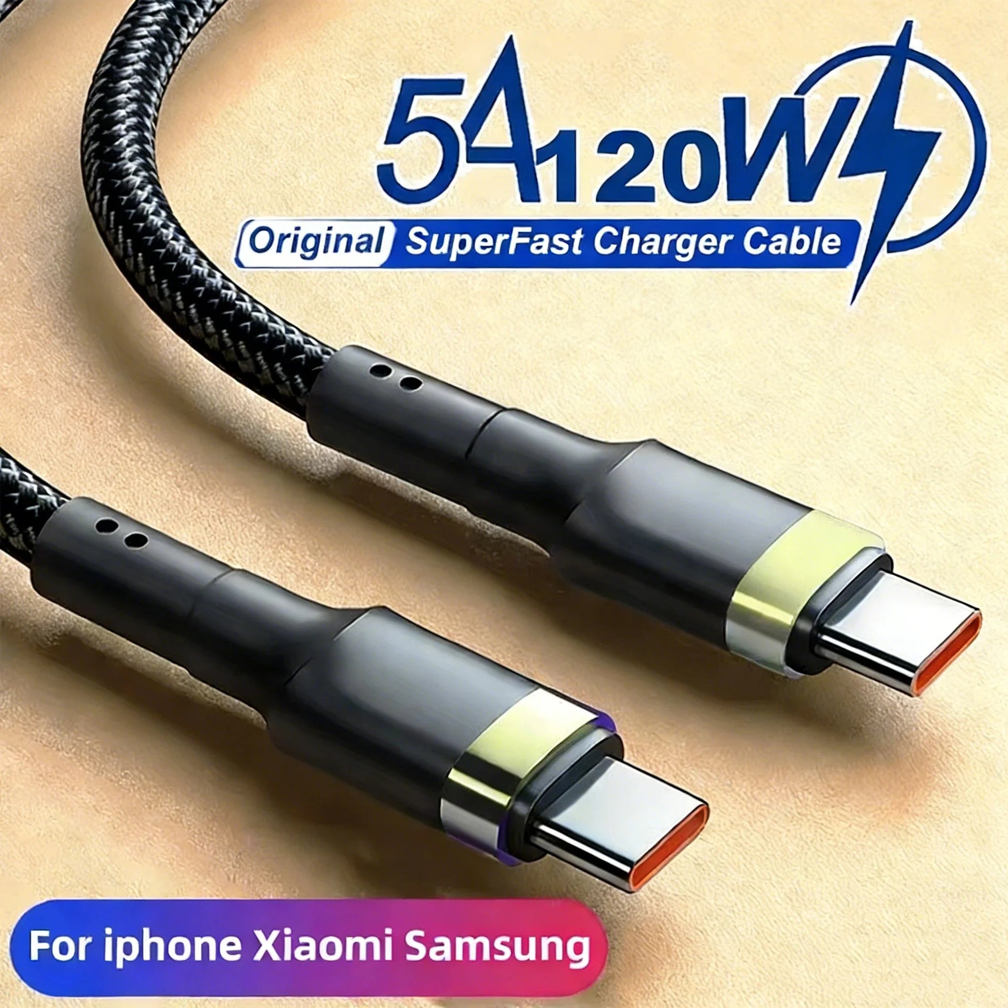 Cargador rápido PD de 120W, Cable USB C a USB tipo C de alta calidad para iPhone Xiaomi 15 Plus Pro Max Samsung S24