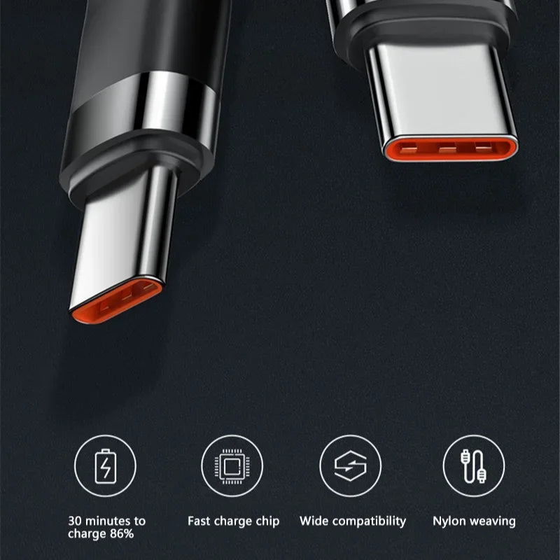 Cargador rápido PD de 120W, Cable USB C a USB tipo C de alta calidad para iPhone Xiaomi 15 Plus Pro Max Samsung S24