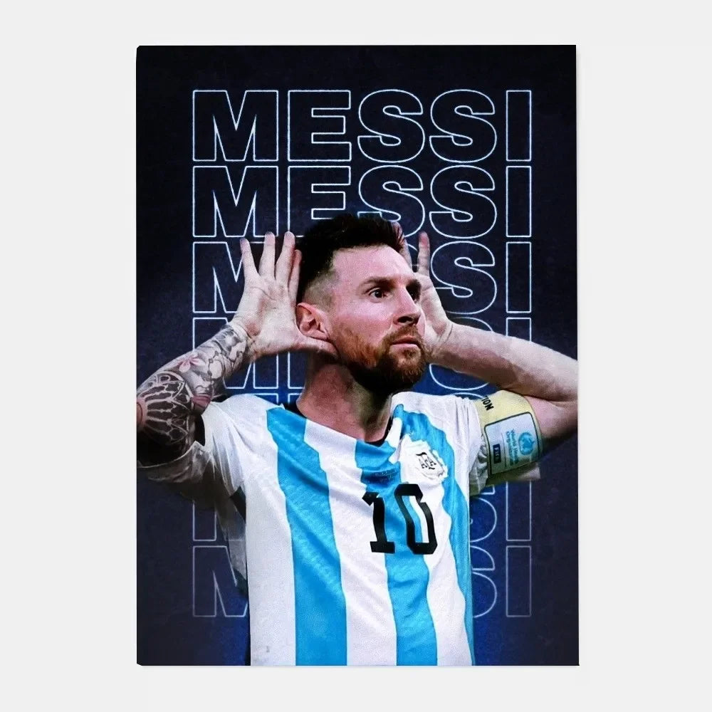 Póster de estrella de fútbol m-messi Argentina, arte HD, pared adhesiva, impermeable, decoración para el hogar, sala de estar y bar