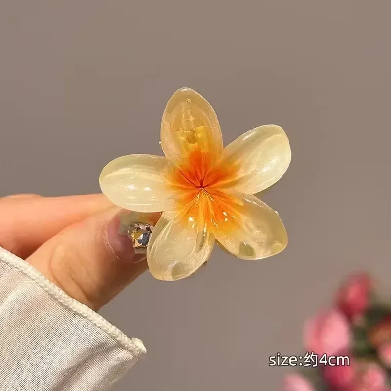Nueva moda, Clip de garra de flor brillante para mujer, Clip de tiburón de cola de caballo dulce transparente, accesorios versátiles para el cabello para niña