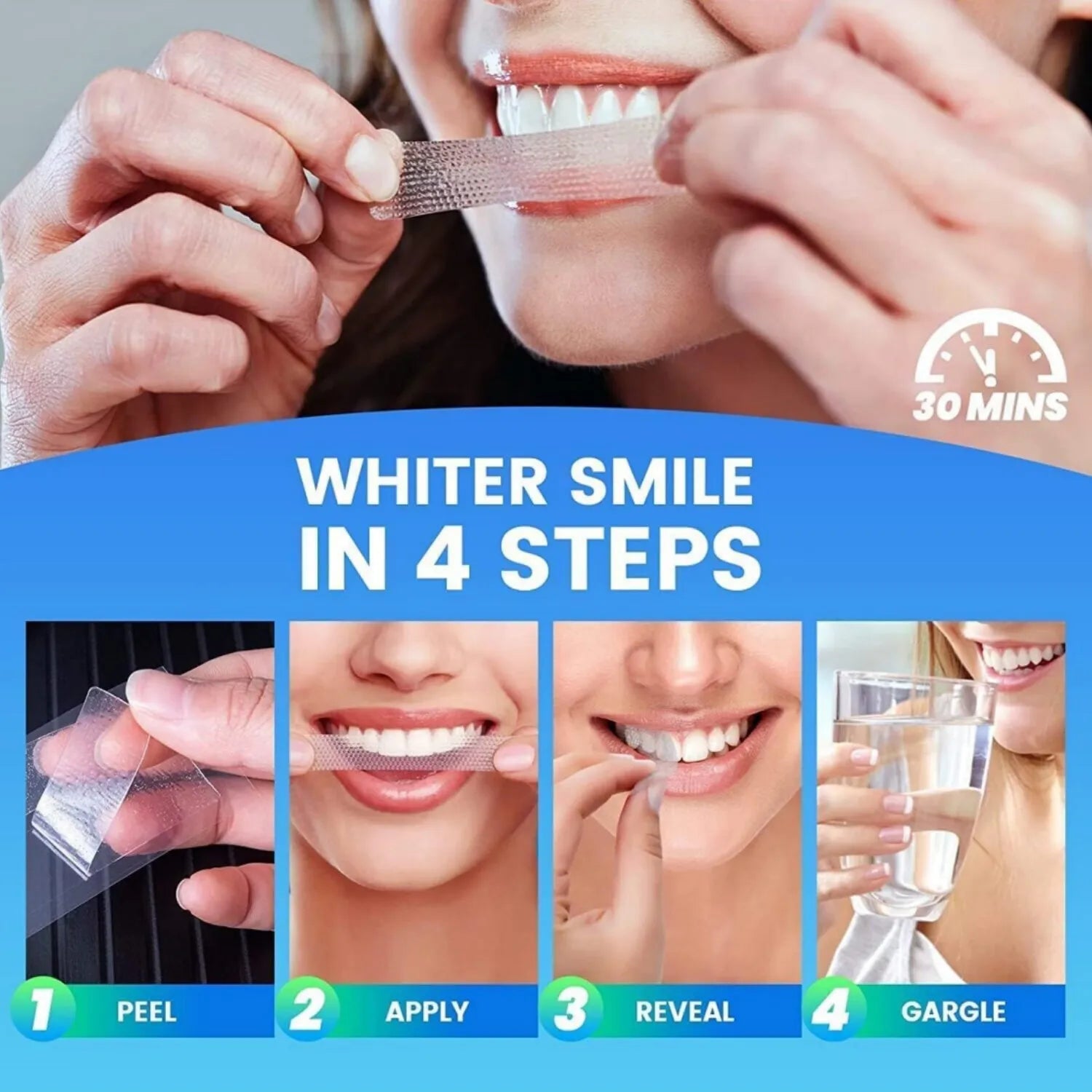 7/14/28 pares de tiras blanqueadoras de dientes para dientes, tiras blanqueadoras 5D/9D tiras blancas de sensibilidad reducida para blanqueamiento dental