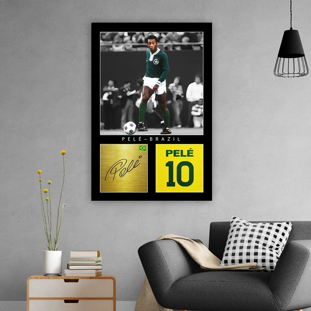 Arte de pared Pop moderno, estrella de fútbol argentina Meesi firmada, lienzo HD, póster impreso, decoración para el hogar, dormitorio, sala de estar, regalos