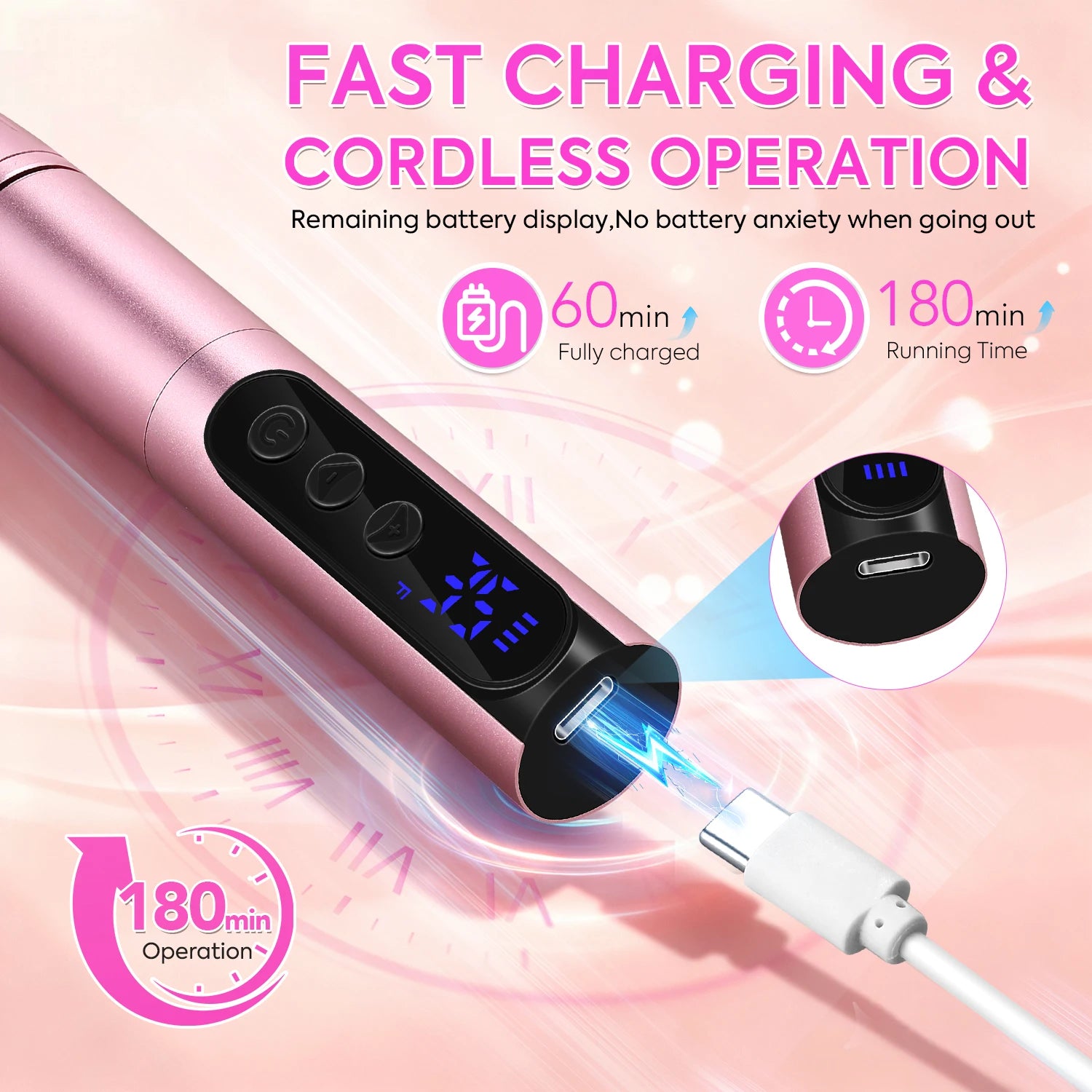 Máquina de manicura portátil recargable de 35000 RPM con lijadora de uñas de bajo ruido para acrílico, gel y esmalte, herramienta profesional para uñas.