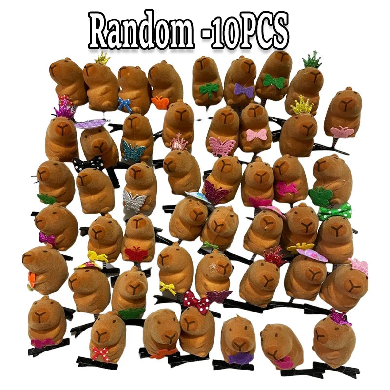 10-100 Uds. Pajarita Kawaii pequeña horquilla de capibara 3D Clip de resorte Clip de pico de pato Clips de flequillo Clips laterales accesorios para el cabello