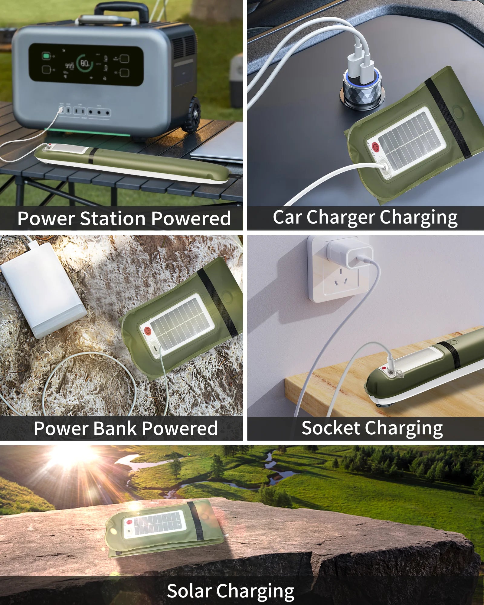 ZTARX-tubo de luz LED inflable Solar para acampar, tira de luces USB plegable para exteriores, lámpara portátil para tienda de viaje, resistente al agua IP66
