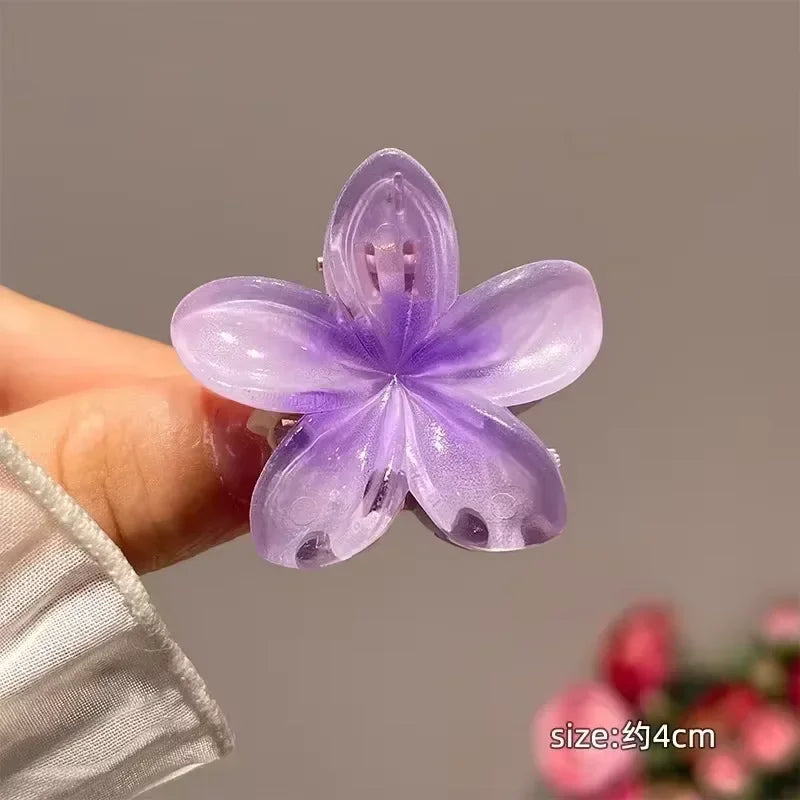 Nueva moda, Clip de garra de flor brillante para mujer, Clip de tiburón de cola de caballo dulce transparente, accesorios versátiles para el cabello para niña