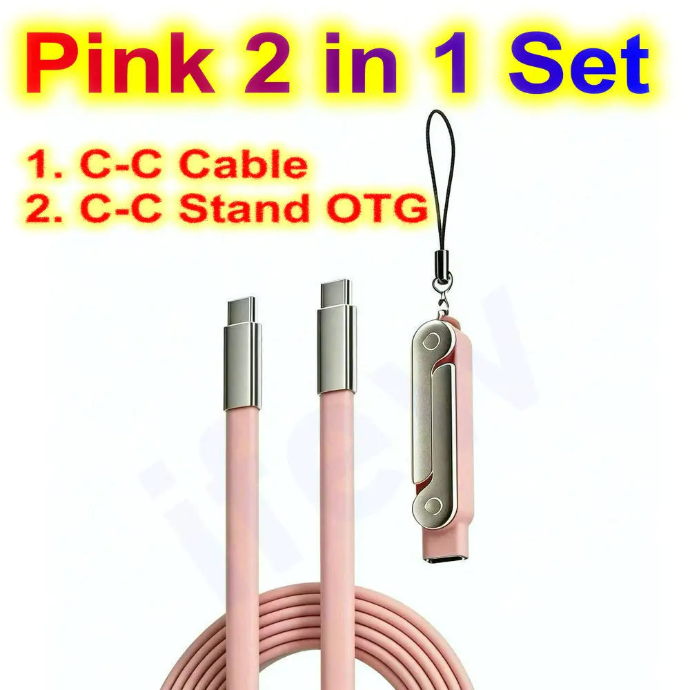 Quick Charge Flat Phone Charger Type C 240W Foldable Stand Fast Charging Kick Cable Stand Holder Cord for IPhone 17 16 Samsung