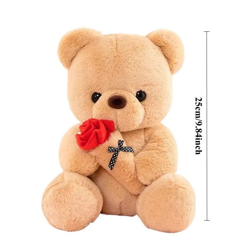 Oso de Peluche con Rosas, Juguete de Peluche, Regalo Romántico para Novia, Día de San Valentín, Cumpleaños y Aniversario