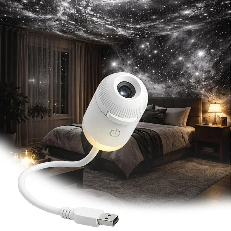 Mini proyector de estrellas USB 2 en 1, luz nocturna con 12 películas, luz ambiental de cielo estrellado para decoración del hogar y del coche, para adultos y niños