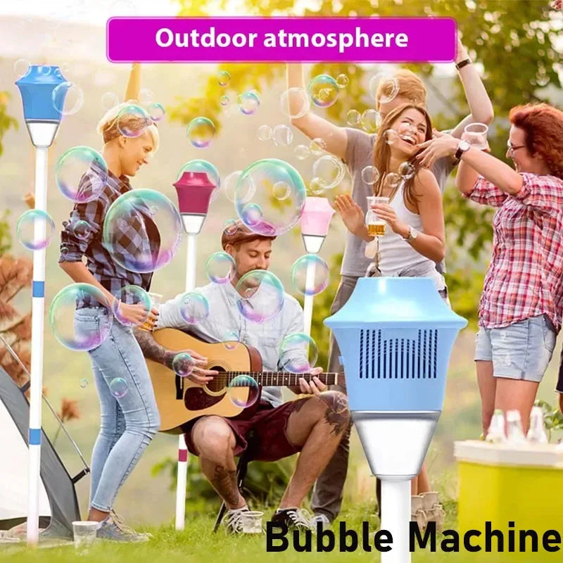 Máquina de burbujas con forma de farola, burbujas de jabón, soplador de burbujas totalmente automático con luz musical, decoración para fiestas de cumpleaños, juguete para exteriores