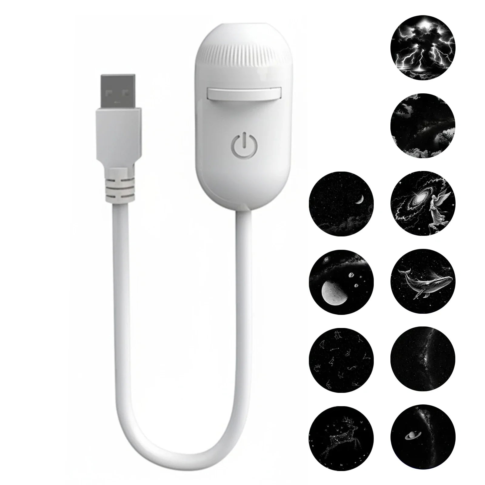 Mini proyector de estrellas USB 2 en 1, luz nocturna con 12 películas, luz ambiental de cielo estrellado para decoración del hogar y del coche, para adultos y niños