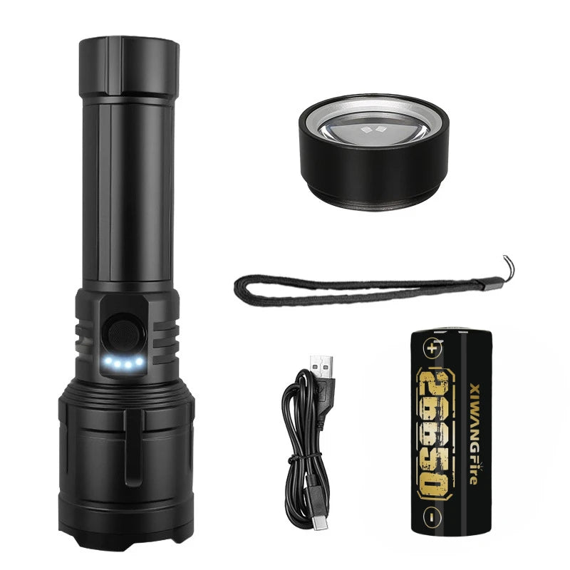 Linterna ultrapotente, linterna de encendido concentrado, lámpara táctica militar impermeable, antorcha de aventura para acampar al aire libre