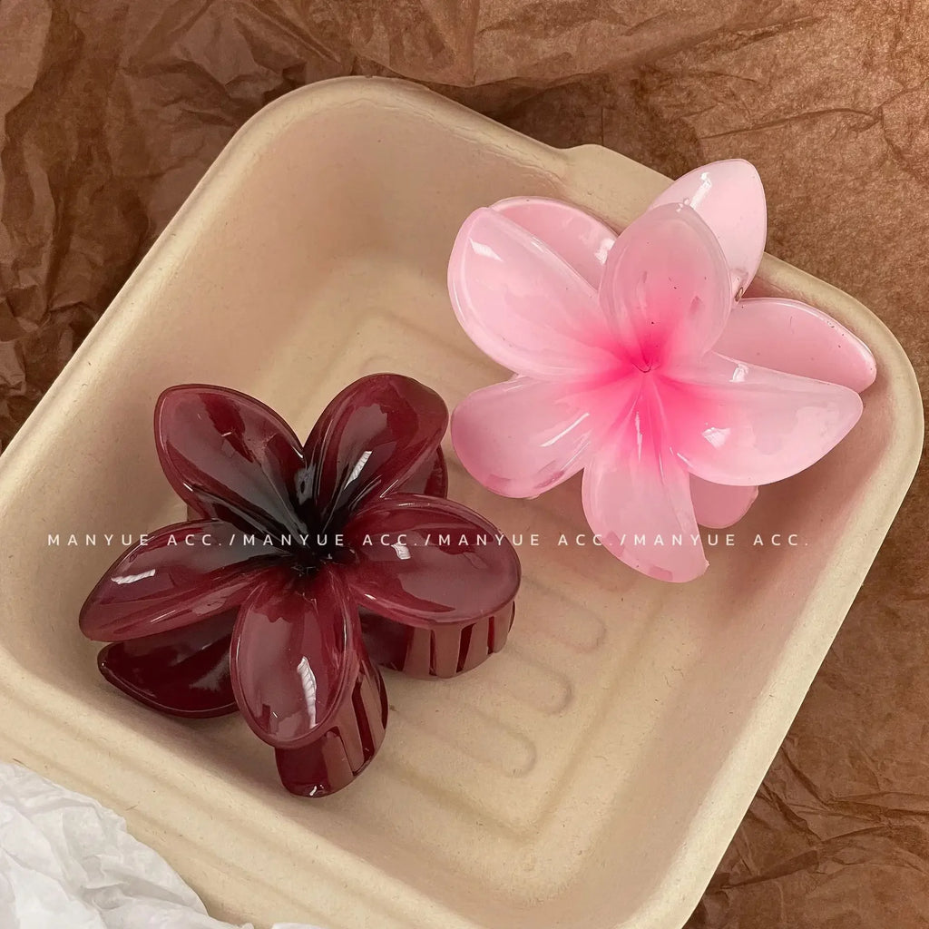 Pinzas para el cabello con gradiente hawaiano, pinzas para el cabello con flores, horquilla para la cabeza a la moda de gran tamaño para mujeres y niñas, pasador de cangrejo, accesorios para el cabello