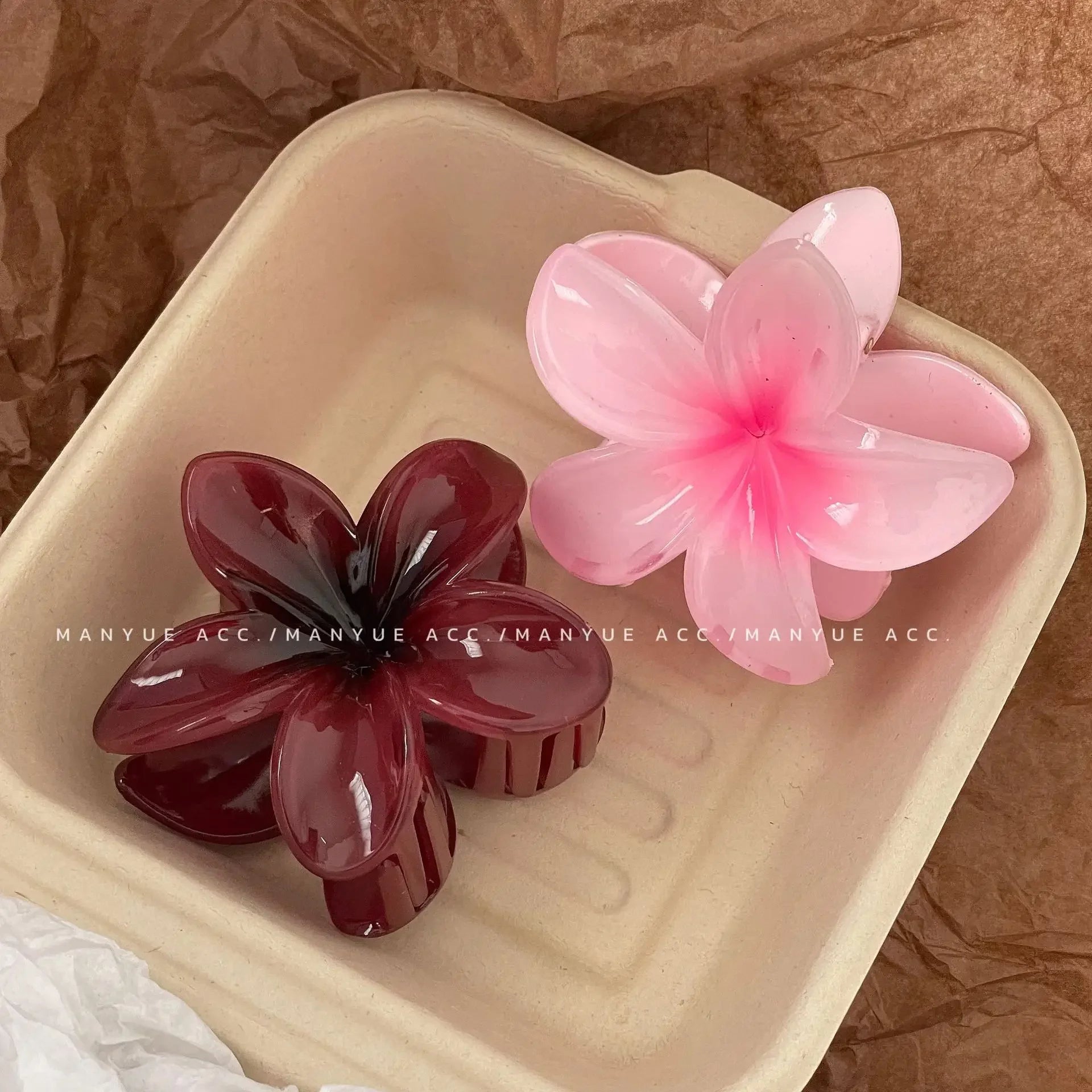 Pinzas para el cabello con gradiente hawaiano, pinzas para el cabello con flores, horquilla para la cabeza a la moda de gran tamaño para mujeres y niñas, pasador de cangrejo, accesorios para el cabello