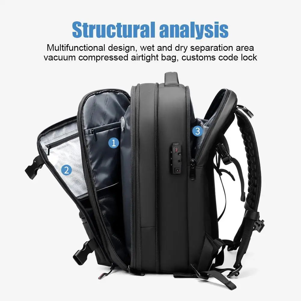 Mochila de viaje multifunción para hombre, bolsa de ordenador de gran capacidad, de compresión al vacío, de TPU, para adolescentes