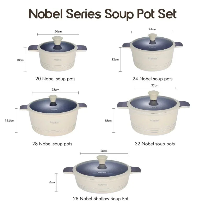 DONNOR 15 unids/set juego de utensilios de cocina sartén antiadherente de aluminio + utensilios de cocina de cerámica sartén olla de sopa con tapa antiescaldaduras estufa de doble oreja