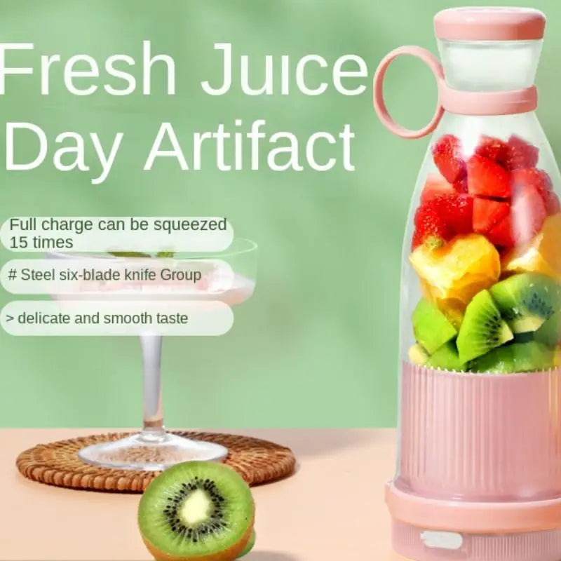 Mini Licuadora Portátil Recargable, Licuadora Eléctrica USB, Exprimidor de Frutas Frescas, Licuadora de 6 Cuchillas, Máquina para Hacer Smoothies y Hielo