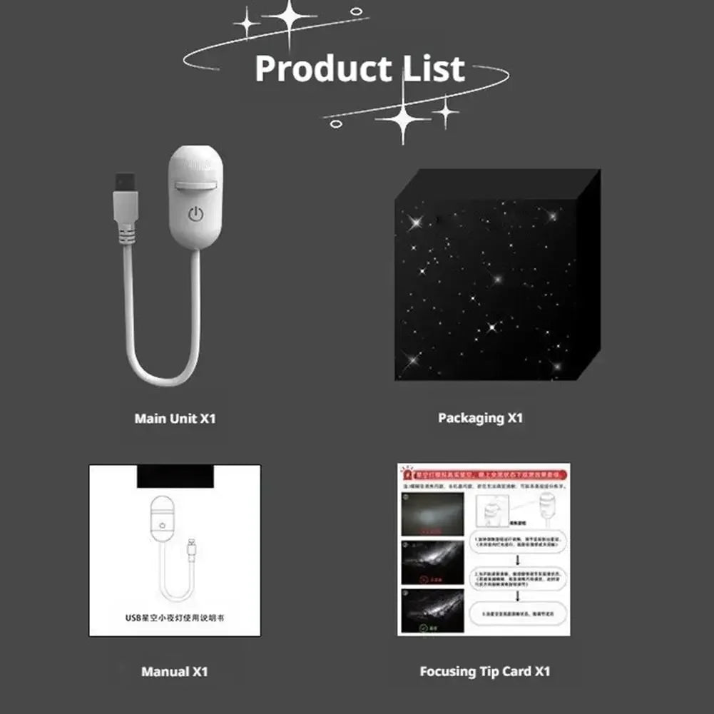 Mini proyector de estrellas USB 2 en 1, luz nocturna con 12 películas, luz ambiental de cielo estrellado para decoración del hogar y del coche, para adultos y niños