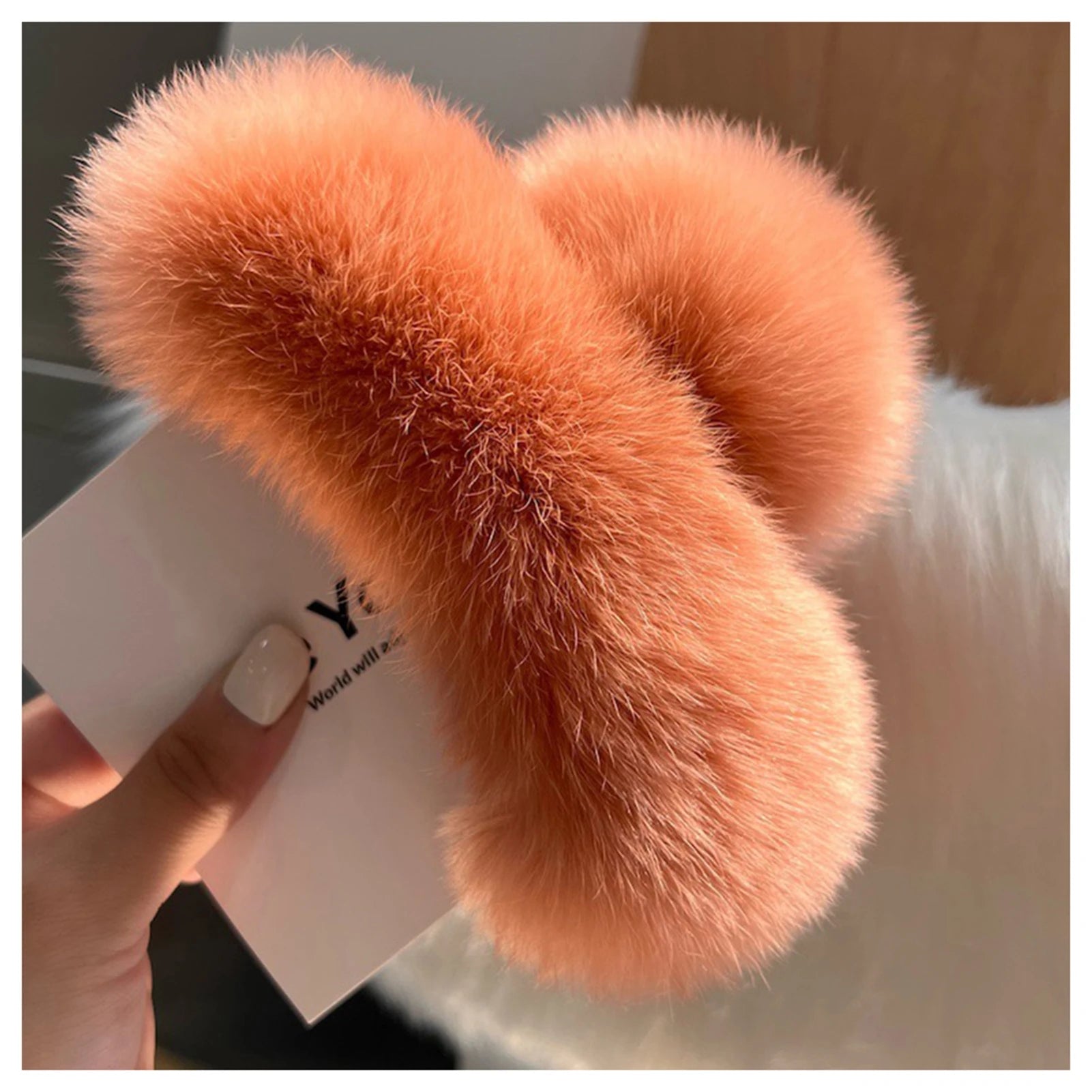 Pinza para el cabello de felpa elegante, de piel sintética lisa, pinzas grandes para el cabello, horquilla de color liso para otoño e invierno, ideal para cabello grueso.