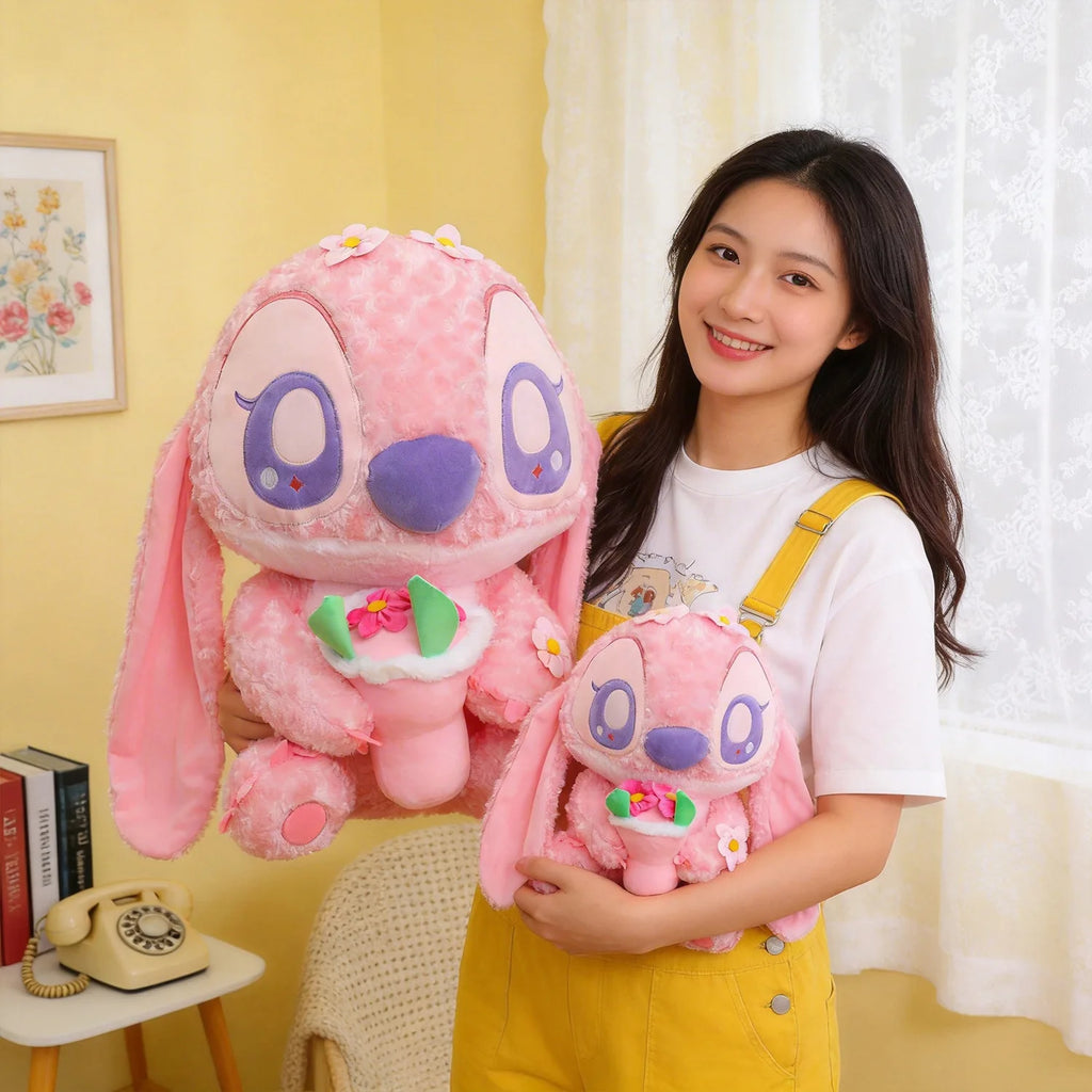 Set de Peluches Disney de 60 cm, Stitch y Angel, Lindos Peluches de Extraterrestres Azules y Rosas, Regalo Perfecto para Niños y Fanáticos del Anime