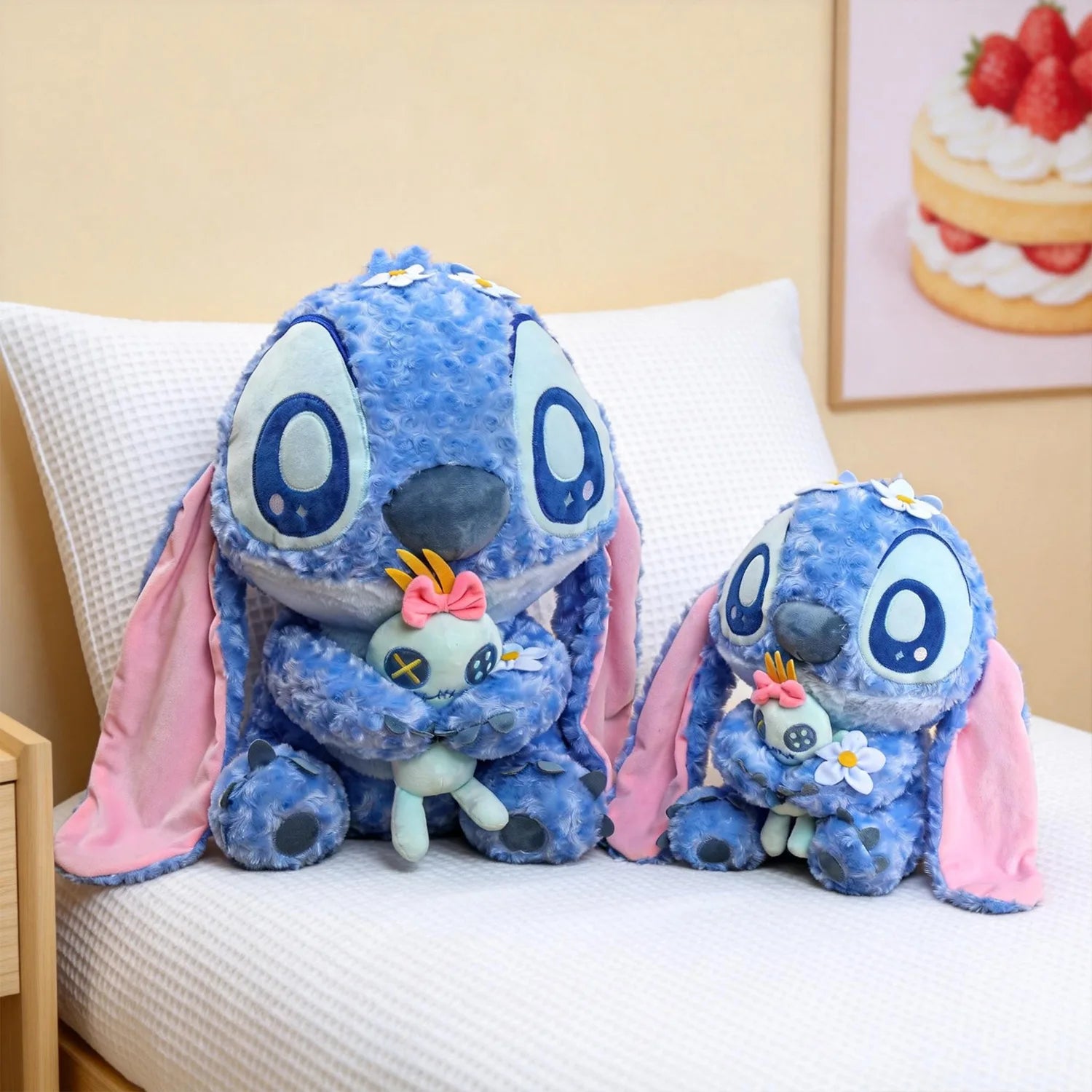 Set de Peluches Disney de 60 cm, Stitch y Angel, Lindos Peluches de Extraterrestres Azules y Rosas, Regalo Perfecto para Niños y Fanáticos del Anime