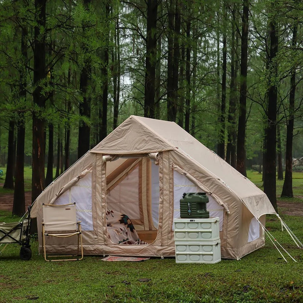 Carpa Inflable Ligera para Acampar al Aire Libre, Estilo Habitación, Cálida, Completa, Resistente a la Humedad, Tipo Cabaña