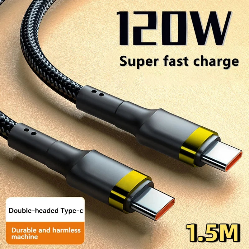 Cargador rápido PD de 120W, Cable USB C a USB tipo C de alta calidad para iPhone Xiaomi 15 Plus Pro Max Samsung S24