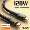 Cargador rápido PD de 120W, Cable USB C a USB tipo C de alta calidad para iPhone Xiaomi 15 Plus Pro Max Samsung S24