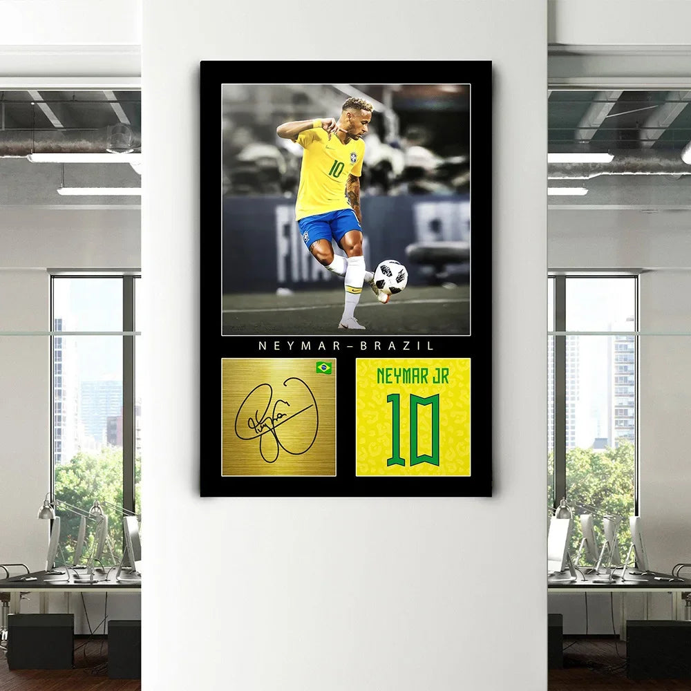 Arte de pared Pop moderno, estrella de fútbol argentina Meesi firmada, lienzo HD, póster impreso, decoración para el hogar, dormitorio, sala de estar, regalos