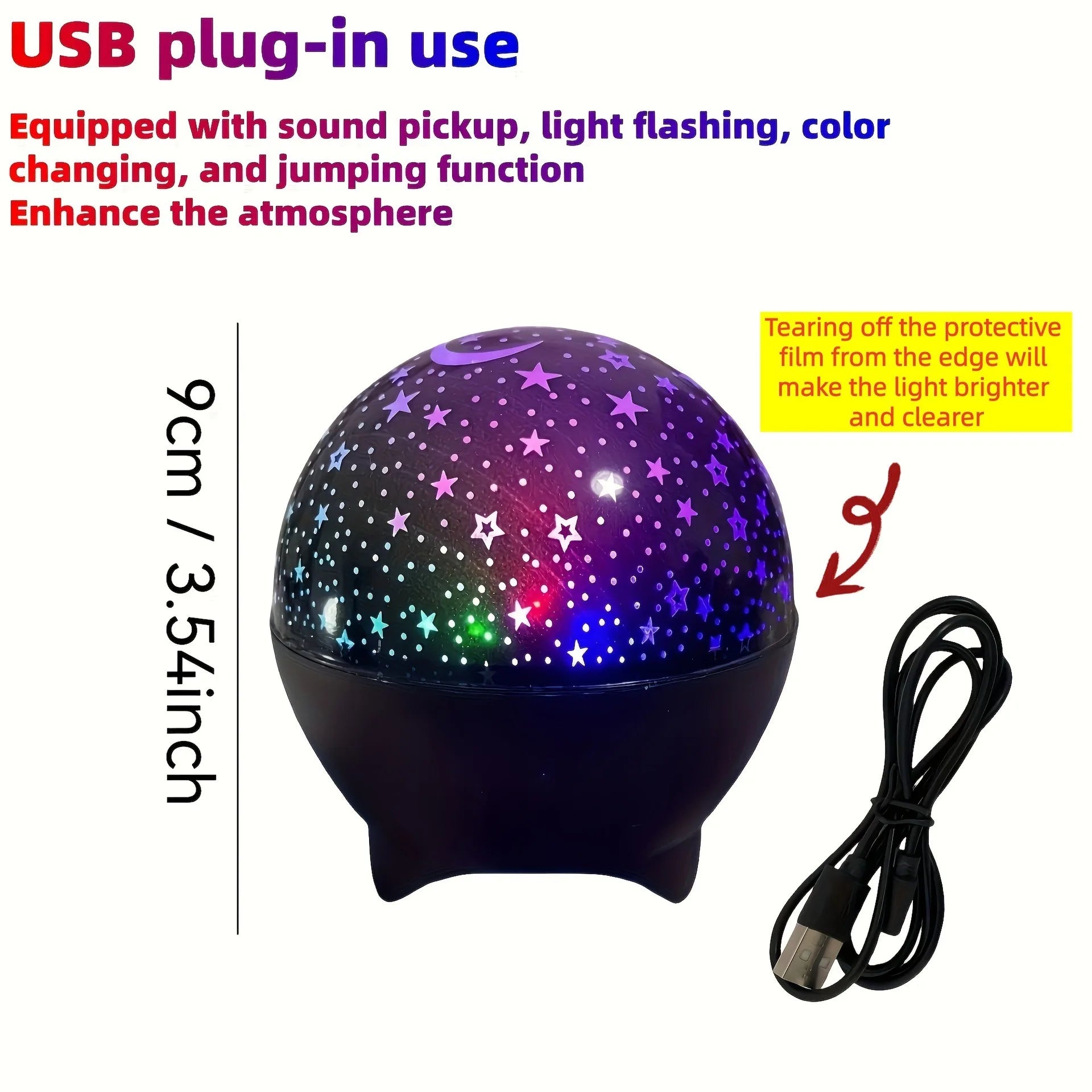 Luces nocturnas RGB, proyector de luz LED, Luna estrellada, lámpara de proyección de galaxia, 5V, USB para regalo de Navidad para niños, decoraciones para habitación
