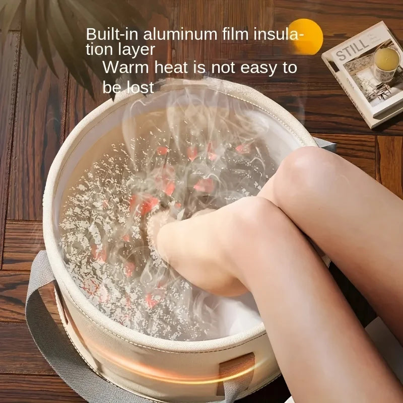 Bañera plegable portátil para remojar los pies con preservación del calor, lavabo profundo multifuncional, cubo para Spa para pies, masaje