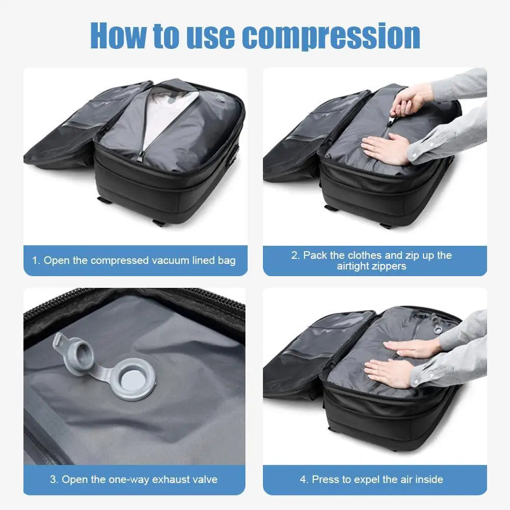 Mochila de viaje multifunción para hombre, bolsa de ordenador de gran capacidad, de compresión al vacío, de TPU, para adolescentes