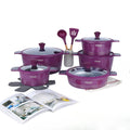 DONNOR 15 unids/set juego de utensilios de cocina sartén antiadherente de aluminio + utensilios de cocina de cerámica sartén olla de sopa con tapa antiescaldaduras estufa de doble oreja