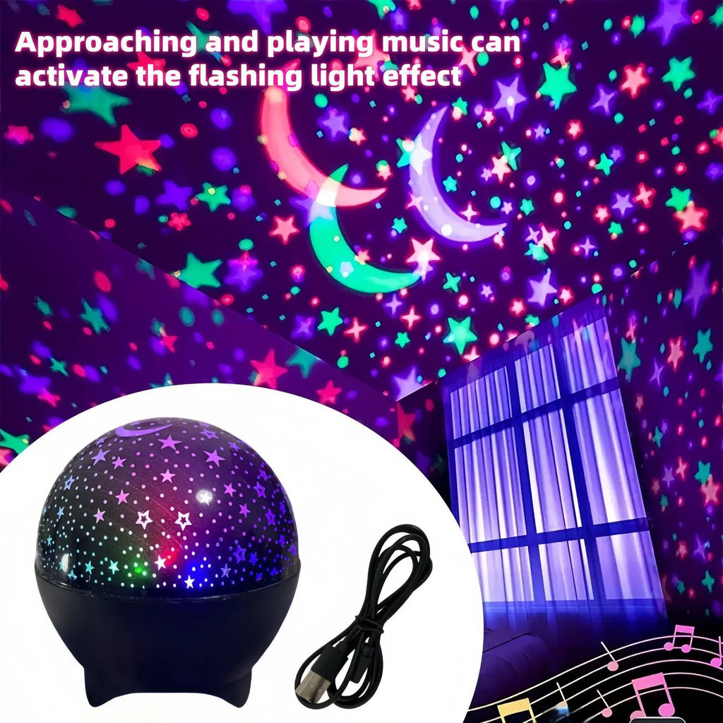 Luces nocturnas RGB, proyector de luz LED, Luna estrellada, lámpara de proyección de galaxia, 5V, USB para regalo de Navidad para niños, decoraciones para habitación