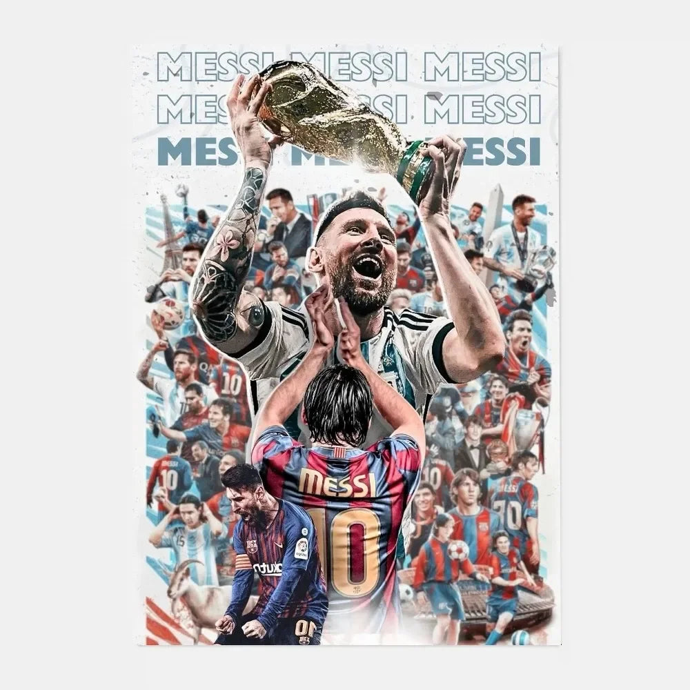 Póster de estrella de fútbol m-messi Argentina, arte HD, pared adhesiva, impermeable, decoración para el hogar, sala de estar y bar
