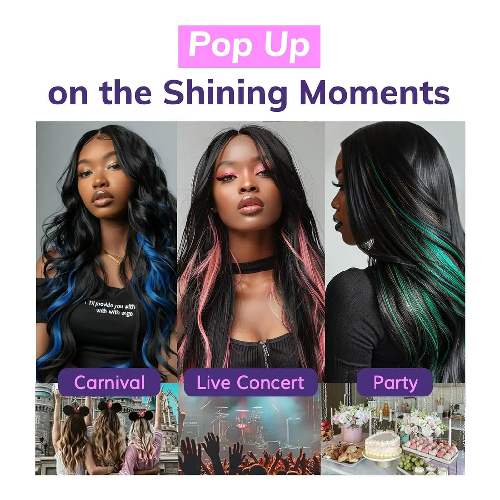 Extensiones de Cabello con Clip VEYDA de Colores para Fiestas, para Niñas, 22 Pulgadas, Colores Omber, Cabello Liso, Sintético