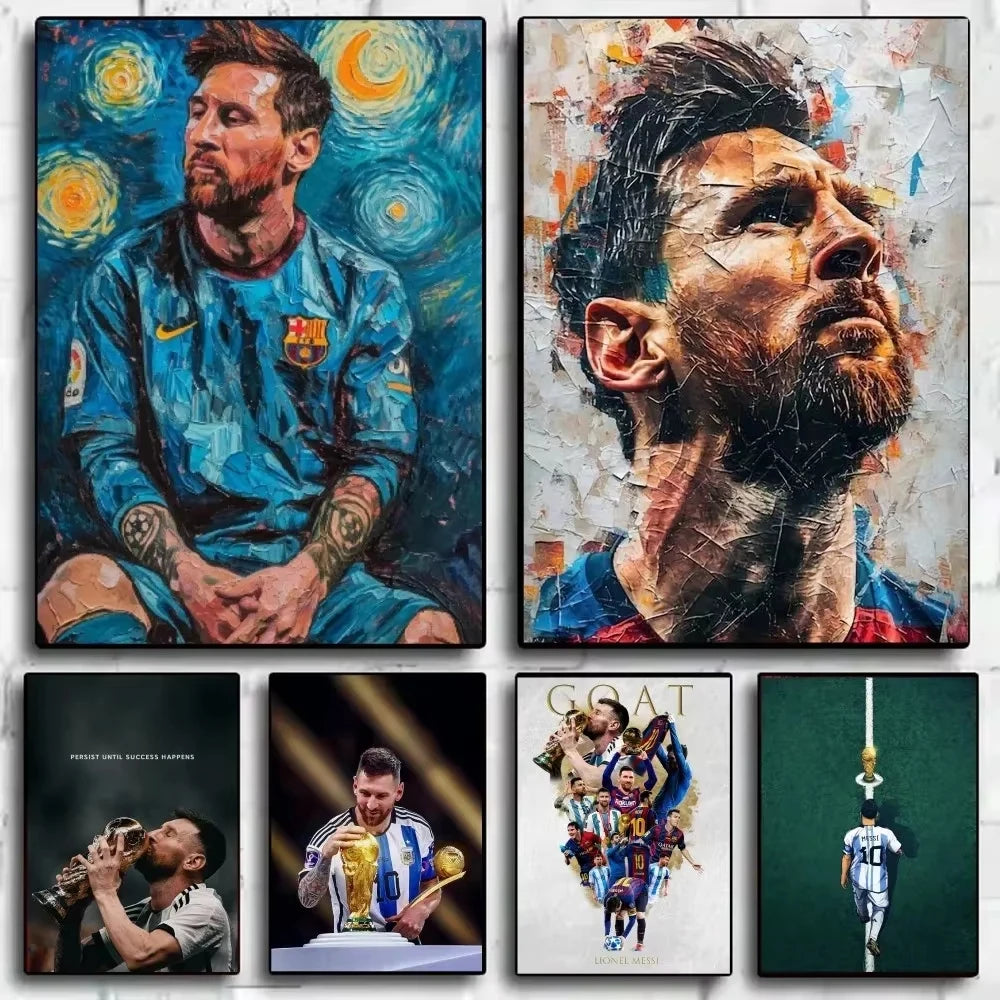 Póster de estrella de fútbol m-messi Argentina, arte HD, pared adhesiva, impermeable, decoración para el hogar, sala de estar y bar