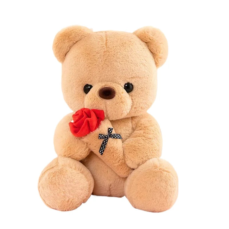 Oso de Peluche con Rosas, Juguete de Peluche, Regalo Romántico para Novia, Día de San Valentín, Cumpleaños y Aniversario