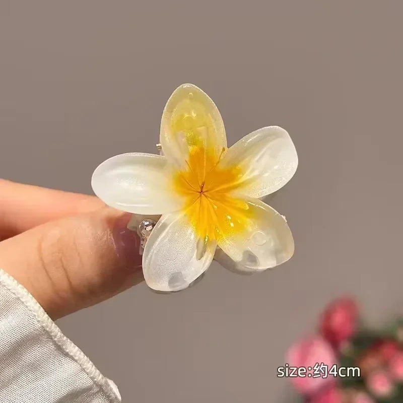 Nueva moda, Clip de garra de flor brillante para mujer, Clip de tiburón de cola de caballo dulce transparente, accesorios versátiles para el cabello para niña
