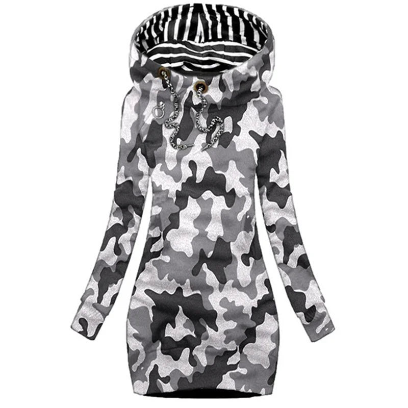 Vestido con capucha Casual Color sólido Manga larga Cordón Sudadera con capucha Vestido delgado con capucha Jersey Sudadera Vestido