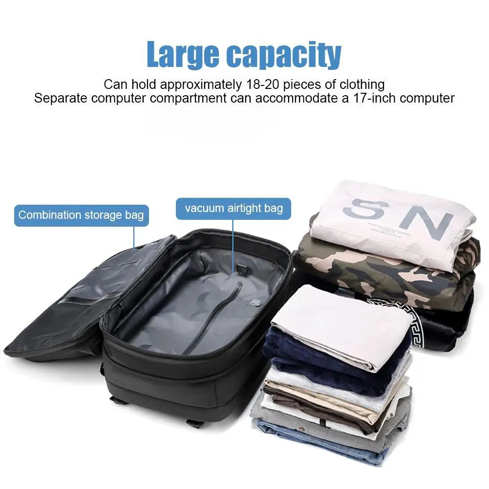 Mochila de viaje multifunción para hombre, bolsa de ordenador de gran capacidad, de compresión al vacío, de TPU, para adolescentes